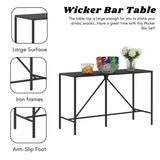 7-Piece Outdoor Rattan Wicker Bar Set with Glass Top Table