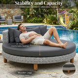 Outdoor All-Weather Rattan Wicker Round Daybed (Silver Grey & Dark Grey)