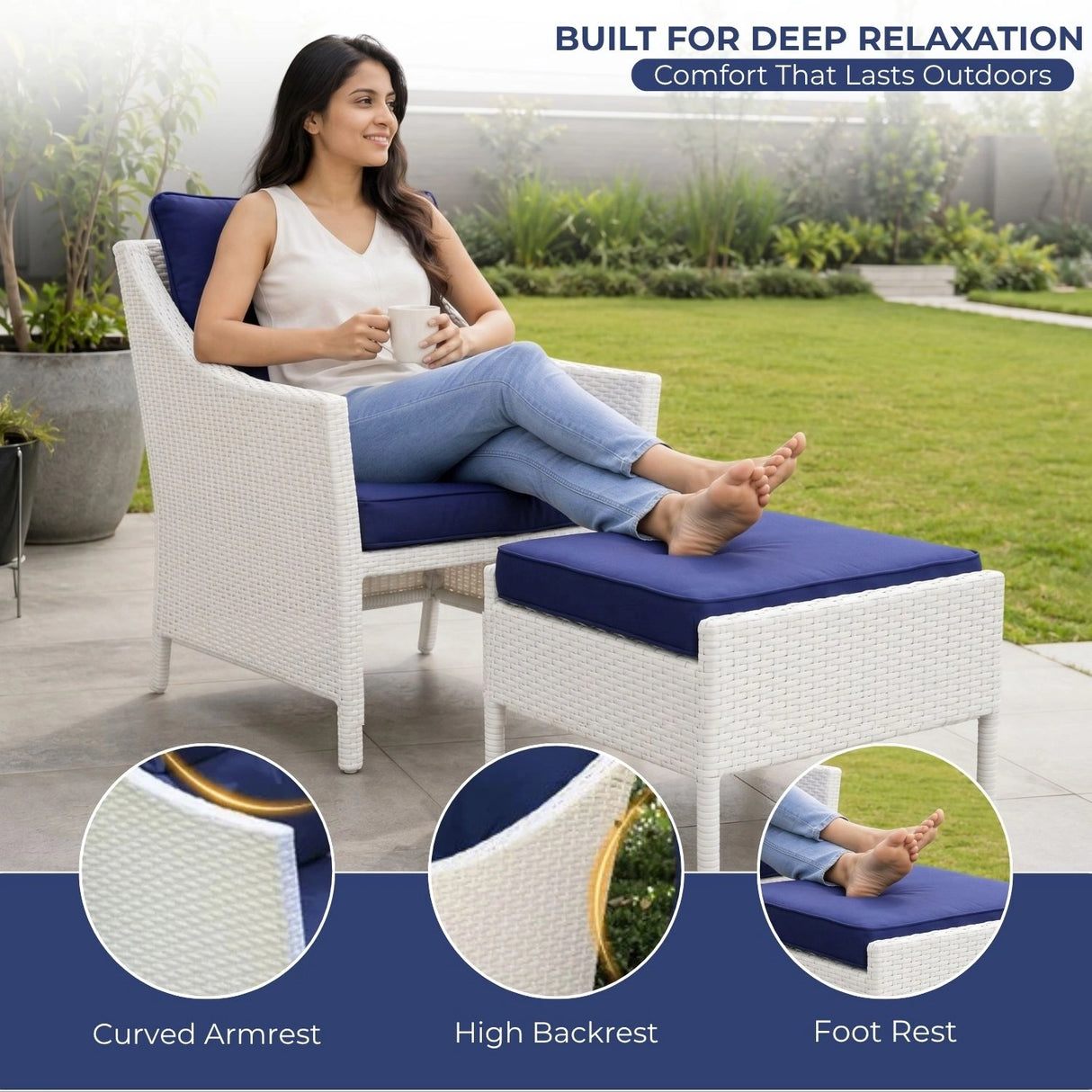 Outdoor Rattan Wicker 5 Piece Patio Sofa Set