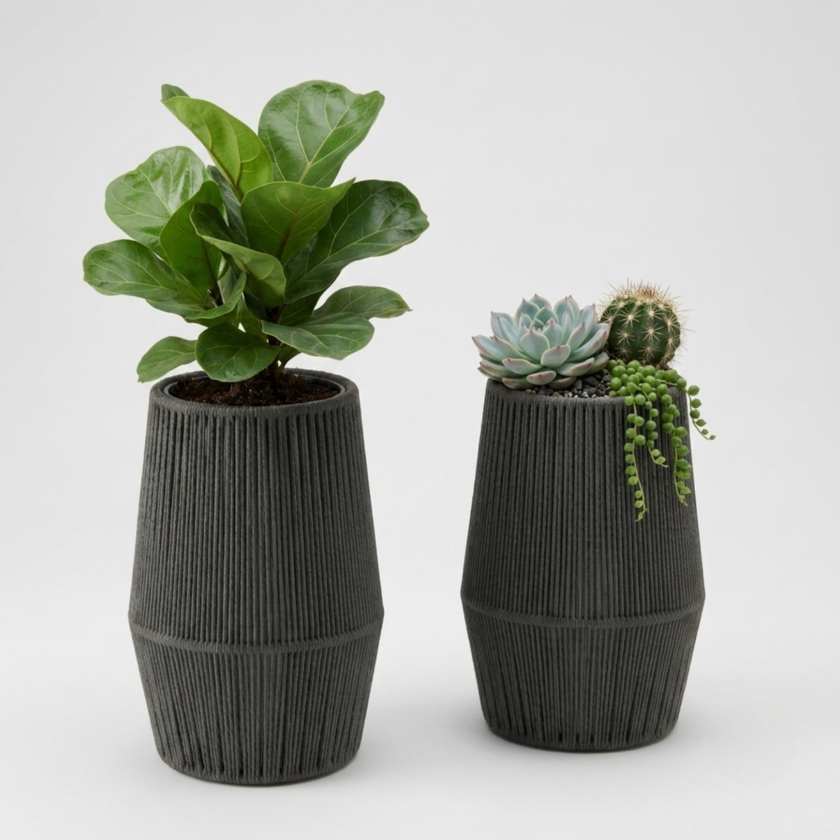 Outdoor Rope Planter Set of 2 (Grey)