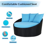 Outdoor Rattan Wicker Daybed with Glass Top Table