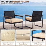 Outdoor 3-Piece Wicker Patio Set(Black & Cream)