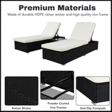 Outdoor Wicker Lounge Chairs Set of 2 With Side Table