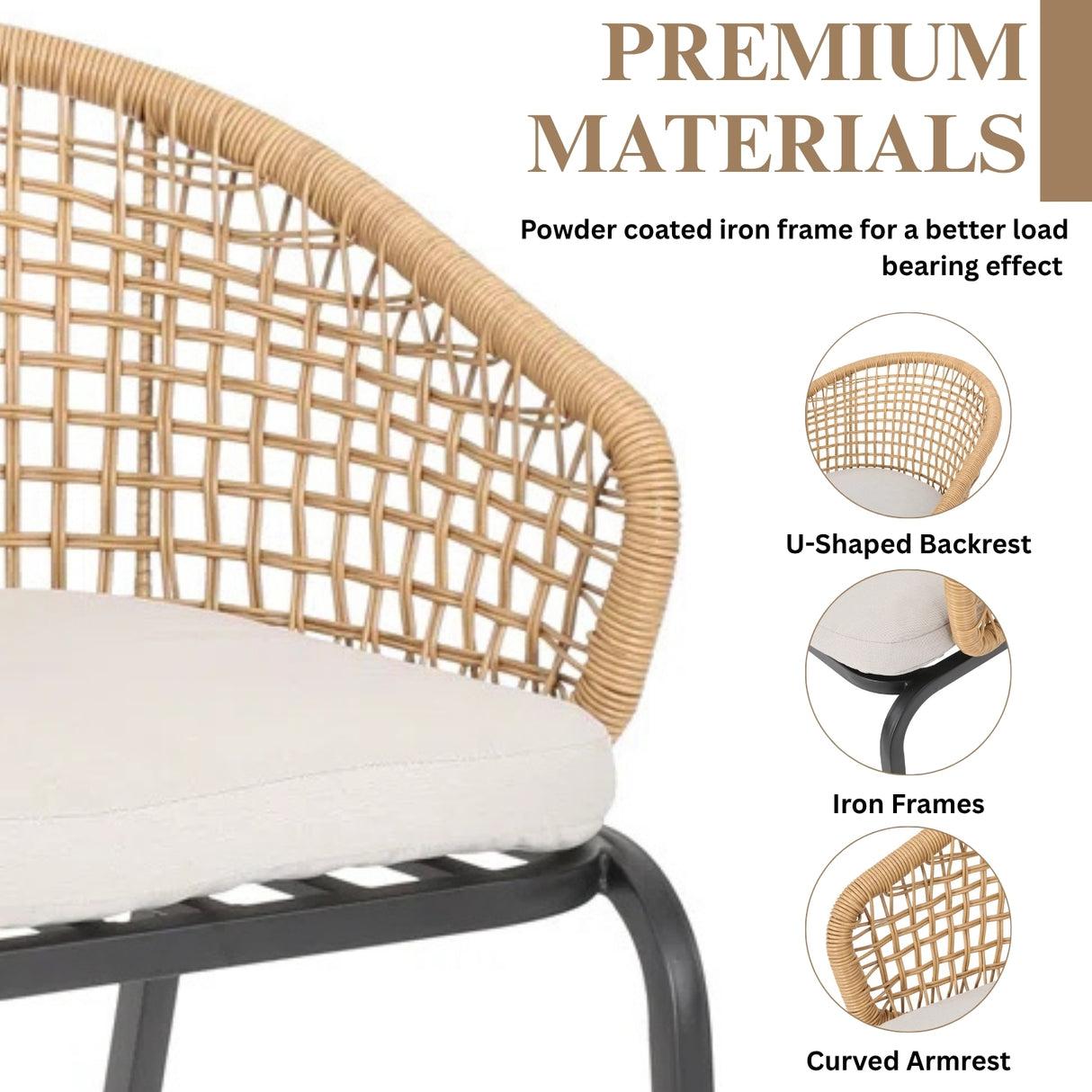 3 Piece Garden Outdoor Rope Patio Set