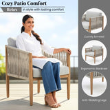 Outdoor Rope Sofa Set with Teak Wood Frames (Grey)