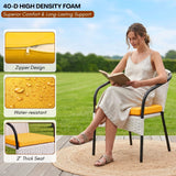 3 Piece Outdoor Wicker Patio Furniture Set (White & Yellow)