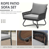 Outdoor 4 Seater Rope Conversation Sofa Set