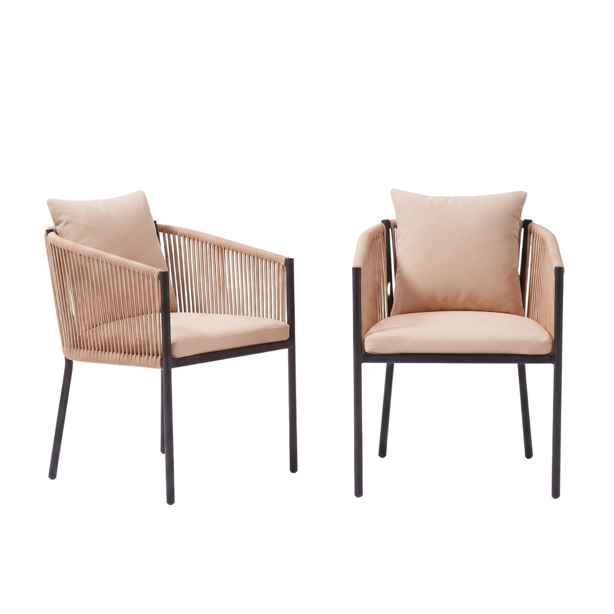2-Piece Outdoor Rope Patio Dining Chairs
