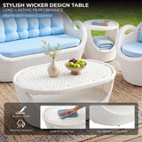 4-Seater Modern Design Outdoor Patio Furniture Set (White & Sky-blue)