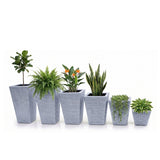 Tall Tapered Set of 6  Outdoor Wicker Planter (Silver Grey)