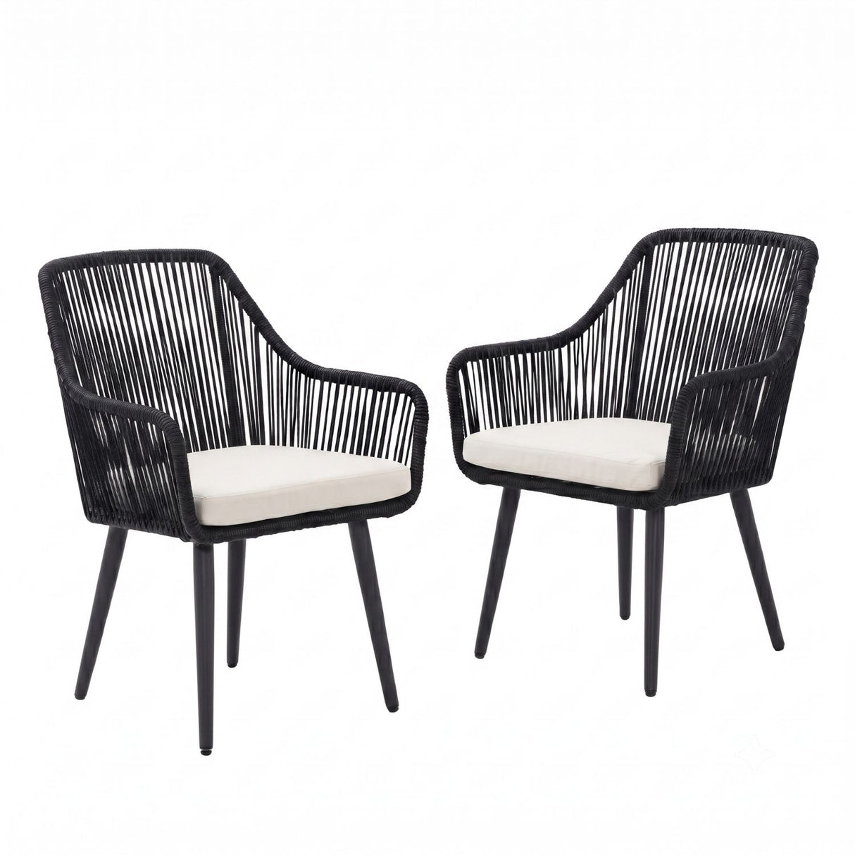 2-Piece Outdoor Rope Patio Dining Chairs