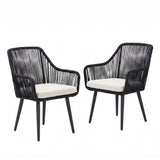 2-Piece Outdoor Rope Patio Dining Chairs