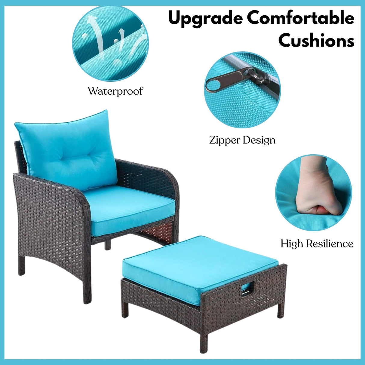 Outdoor 5 Piece Patio Wicker Furniture Set