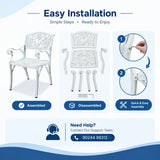 Outdoor Cast Aluminum 2 Chairs Patio Bistro Set (Beige)