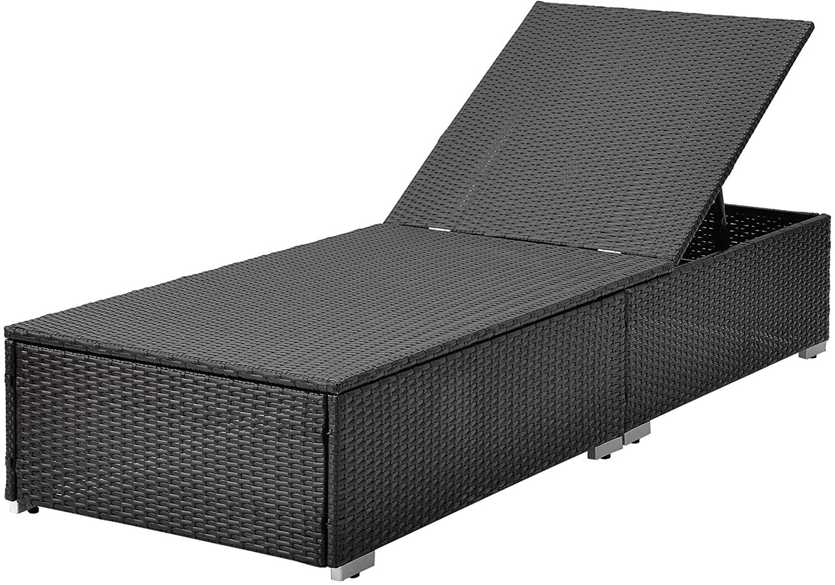 Outdoor All-Weather Rattan Wicker Lounger (Dark Brown & Cream)