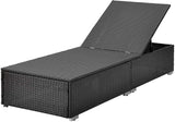 Outdoor All-Weather Rattan Wicker Lounger (Dark Brown & Cream)