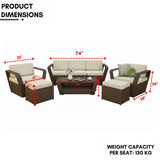 6 Piece Outdoor Wicker Conversation Furniture Set