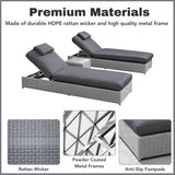 Outdoor Wicker Lounge Chairs Set of 2 With Side Table