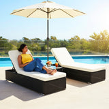 Outdoor Wicker Lounge Chairs Set of 2 With Side Table