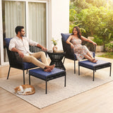 Outdoor 5 Piece Rope Patio Sofa Set (Black & Navy-Blue)