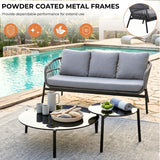 Outdoor 5 Seater Rope Conversation Sofa Set (Grey)