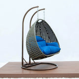 Double Seater Hanging Swing Chair (Dark Brown/Royal Blue)