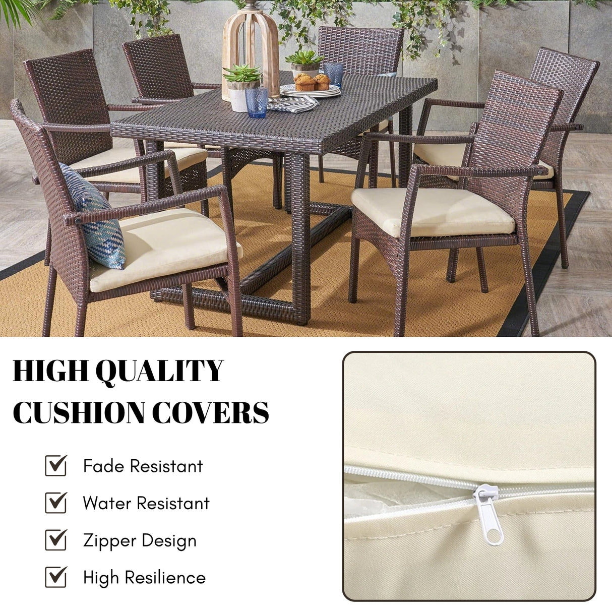 7-Piece Outdoor Rattan Wicker Dining Set