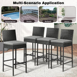 4-Piece Outdoor Rattan Wicker Bar Chairs