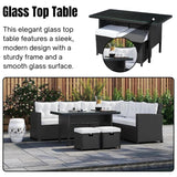 5-Piece Wicker Patio Conversation Set (Black/White)