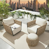 Outdoor Rope 3-Piece Patio Sofa Set (Beige & Off-White)