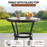 3 Piece Outdoor Wicker Patio Furniture Set (Black & Cream)
