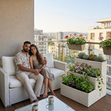 Outdoor 3-Tier Wicker Raised Planter Stand (White)