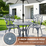 Outdoor 3-Piece Cast Aluminum Bistro Set (Grey)