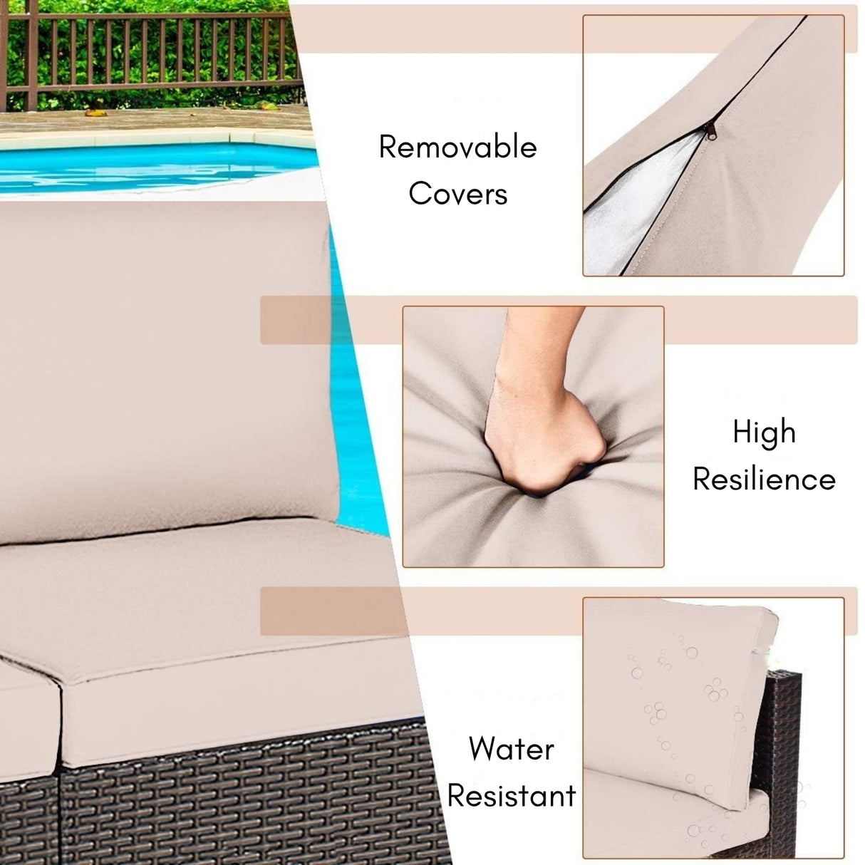 2-Piece Outdoor Wicker Armless Sofa