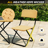 3-Piece Outdoor Wicker Folding Patio Set (Beige)