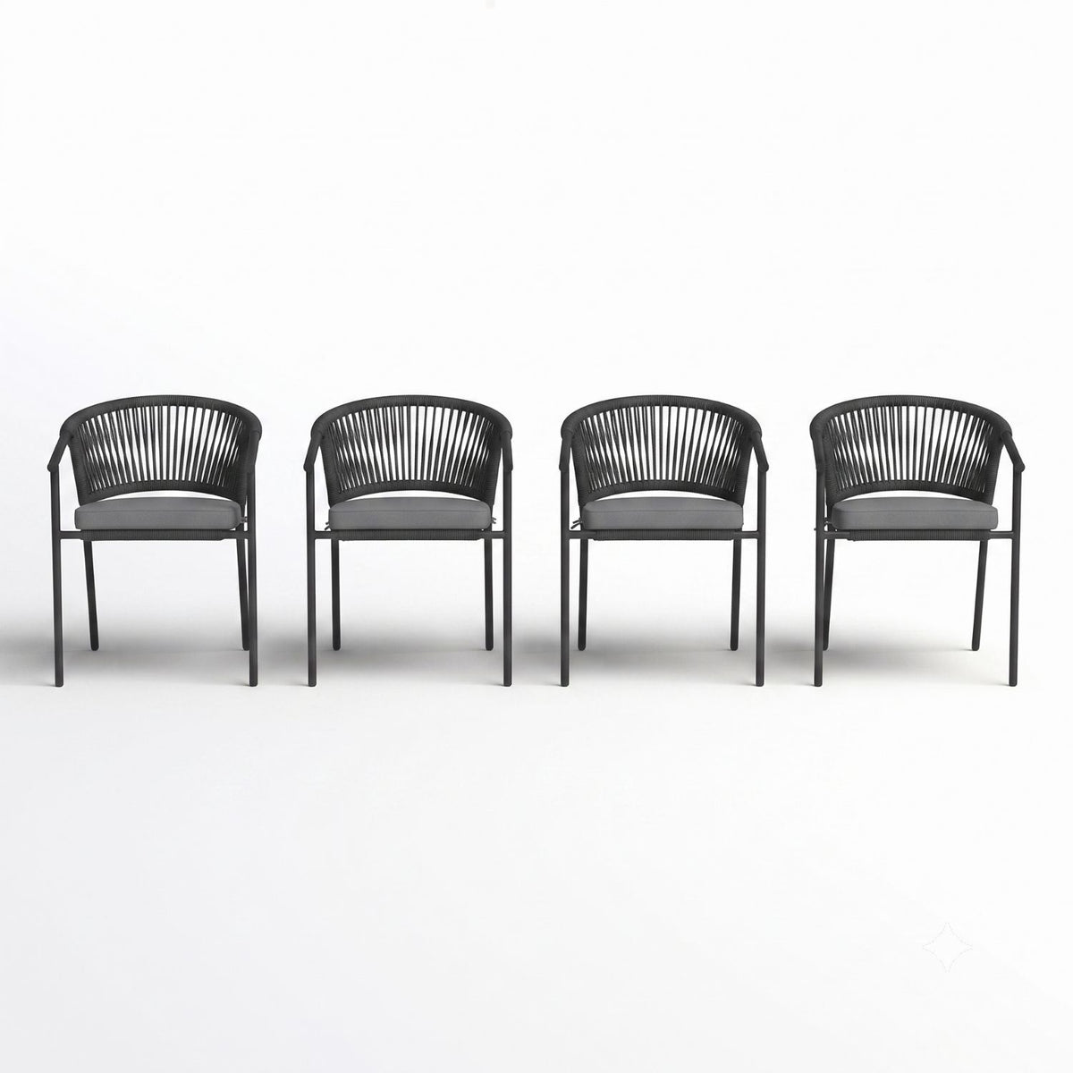 4-Piece Outdoor Rope Patio Dining Chairs