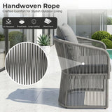 Outdoor 3 Piece Rope Patio Sofa Set (Grey)