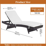 Outdoor Rattan Wicker Chaise Lounger For Poolside