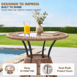 Outdoor 4-Seater Patio Rope Conversation Set (Beige & Cream)