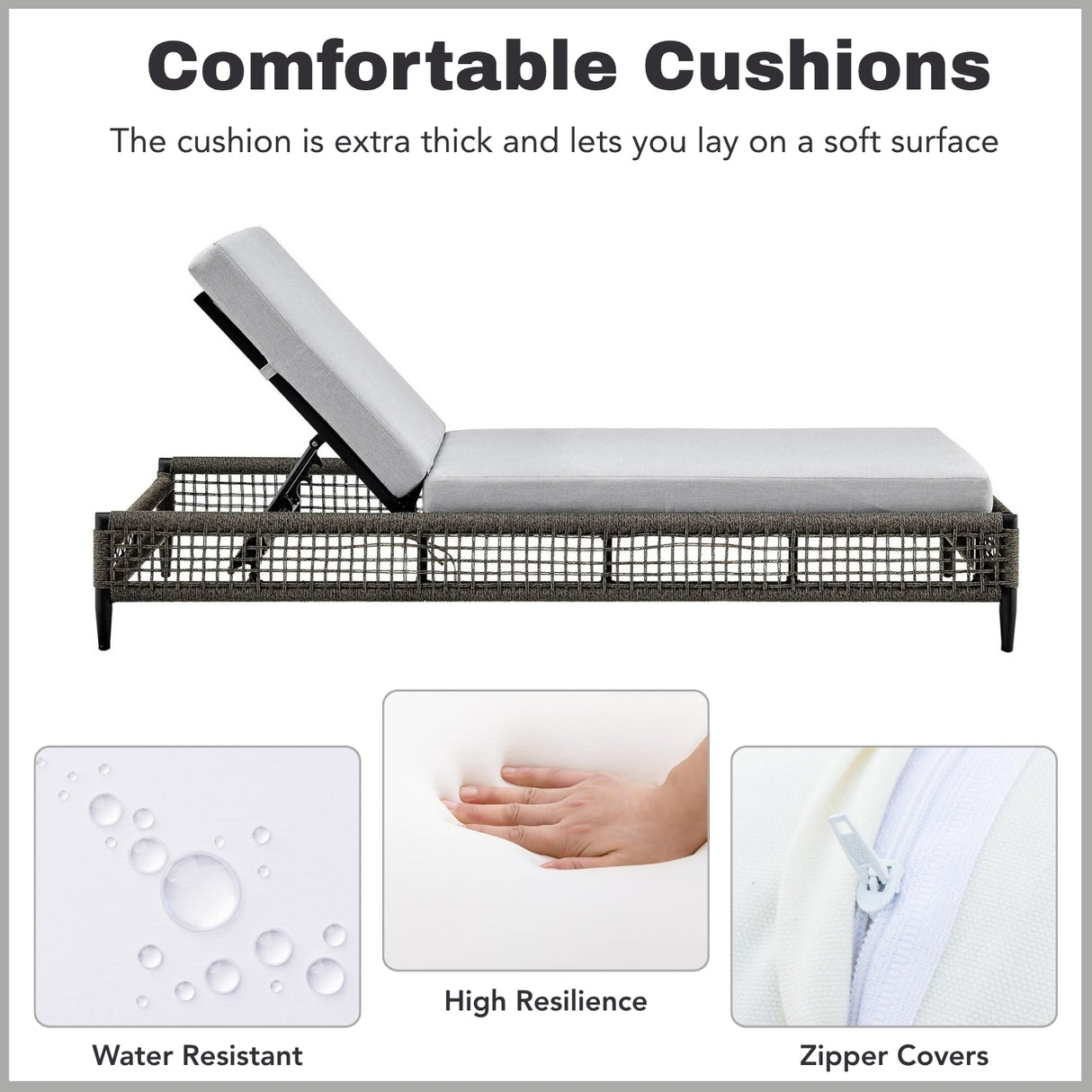 Outdoor All-Weather Rope Lounger with Cushions