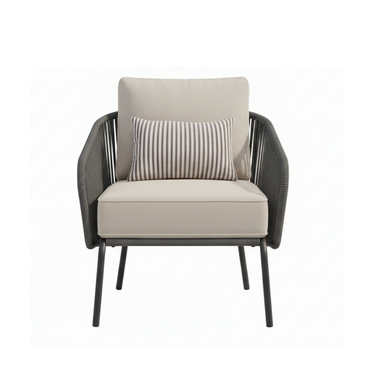 Outdoor Rope 2-Piece Sofa Chairs (Grey & Off-White)