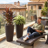 2-Piece Outdoor Wicker Planter Set (Dark Brown)