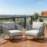 Premium All-Weather Outdoor Rope Sofa Chairs Set (Grey)