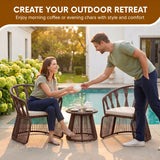 Outdoor Rope 3-Piece Patio Set (Brown & Cream)