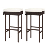 2-Piece Rattan Wicker Patio Bar Stools