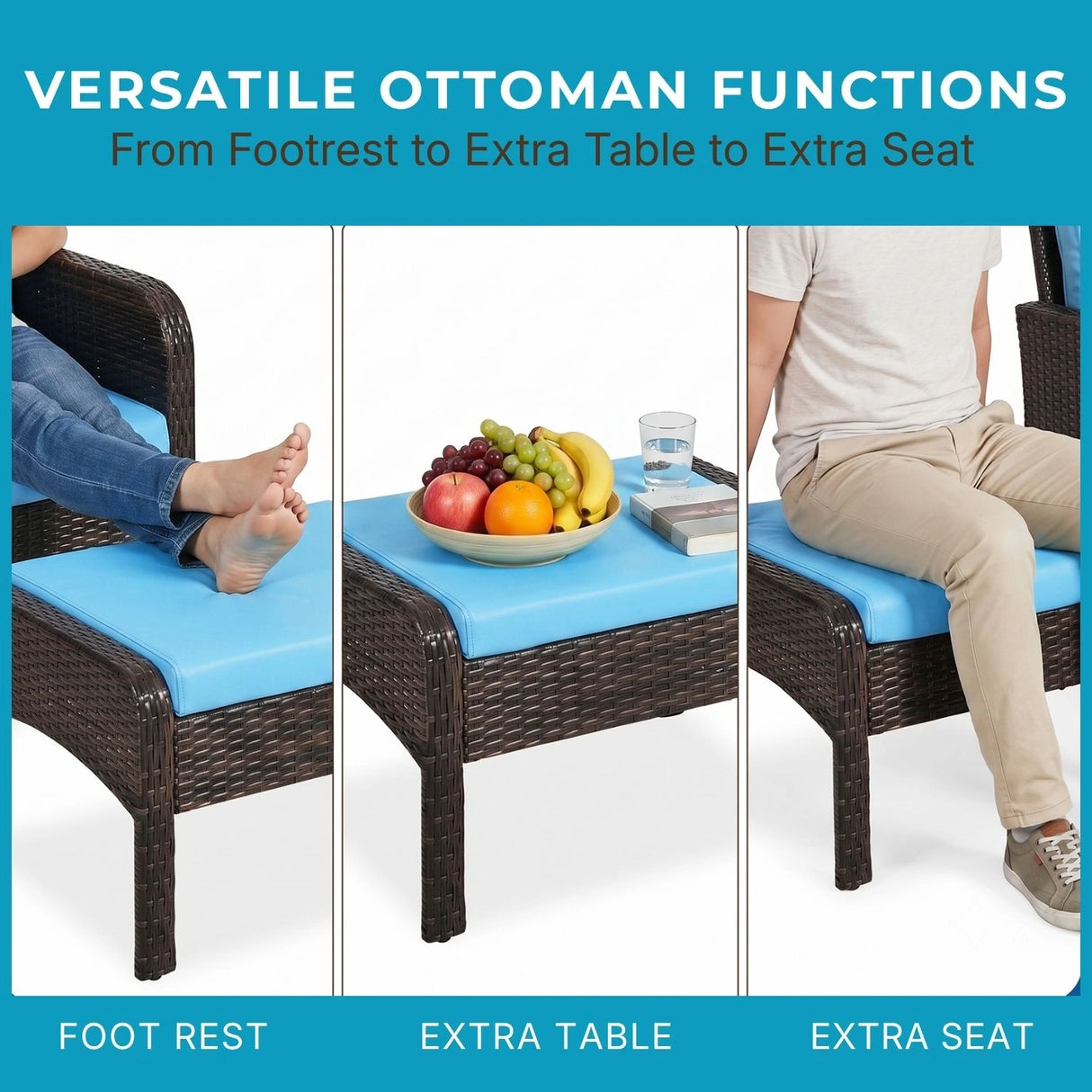 Outdoor Wicker 5-Piece Patio Sofa Set