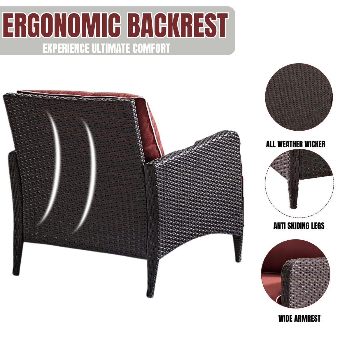 1-Piece Outdoor Wicker Single Seater Sofa