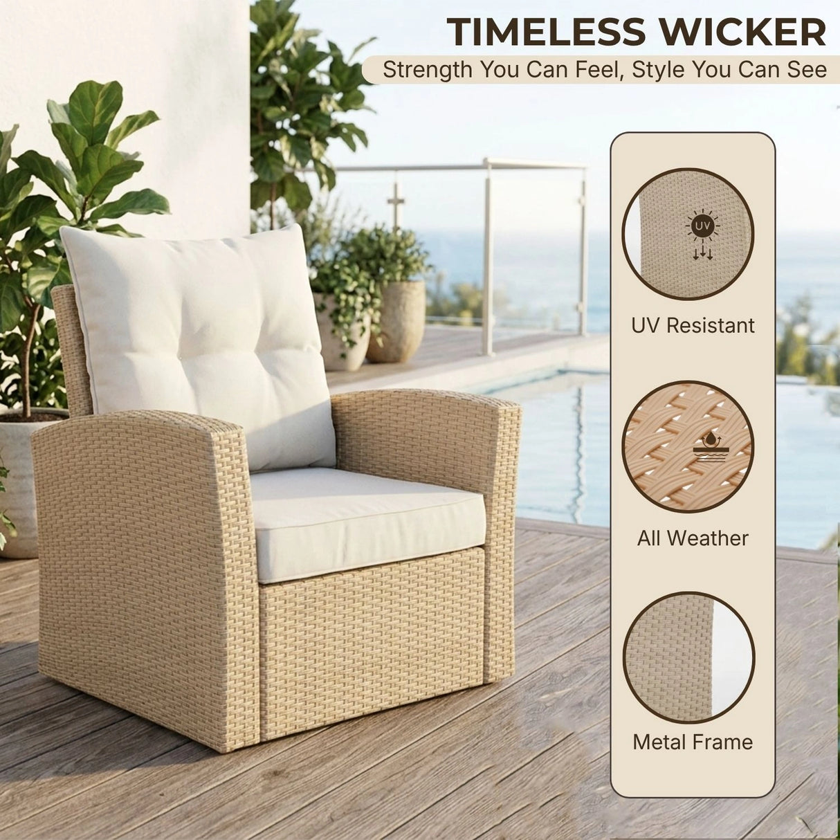 Outdoor Rattan Wicker 4-Piece Patio Sofa Set