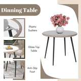 5-Piece Outdoor Patio Dining Set with Rope Chairs & Glass Top Table