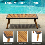4-Piece Outdoor Rope Patio Furniture Set with Wood-Top Table
